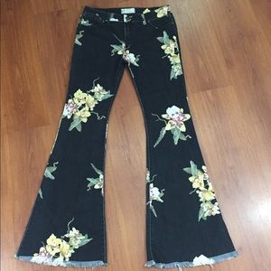 FREE PEOPLE Floral Bell Bottom Jeans
